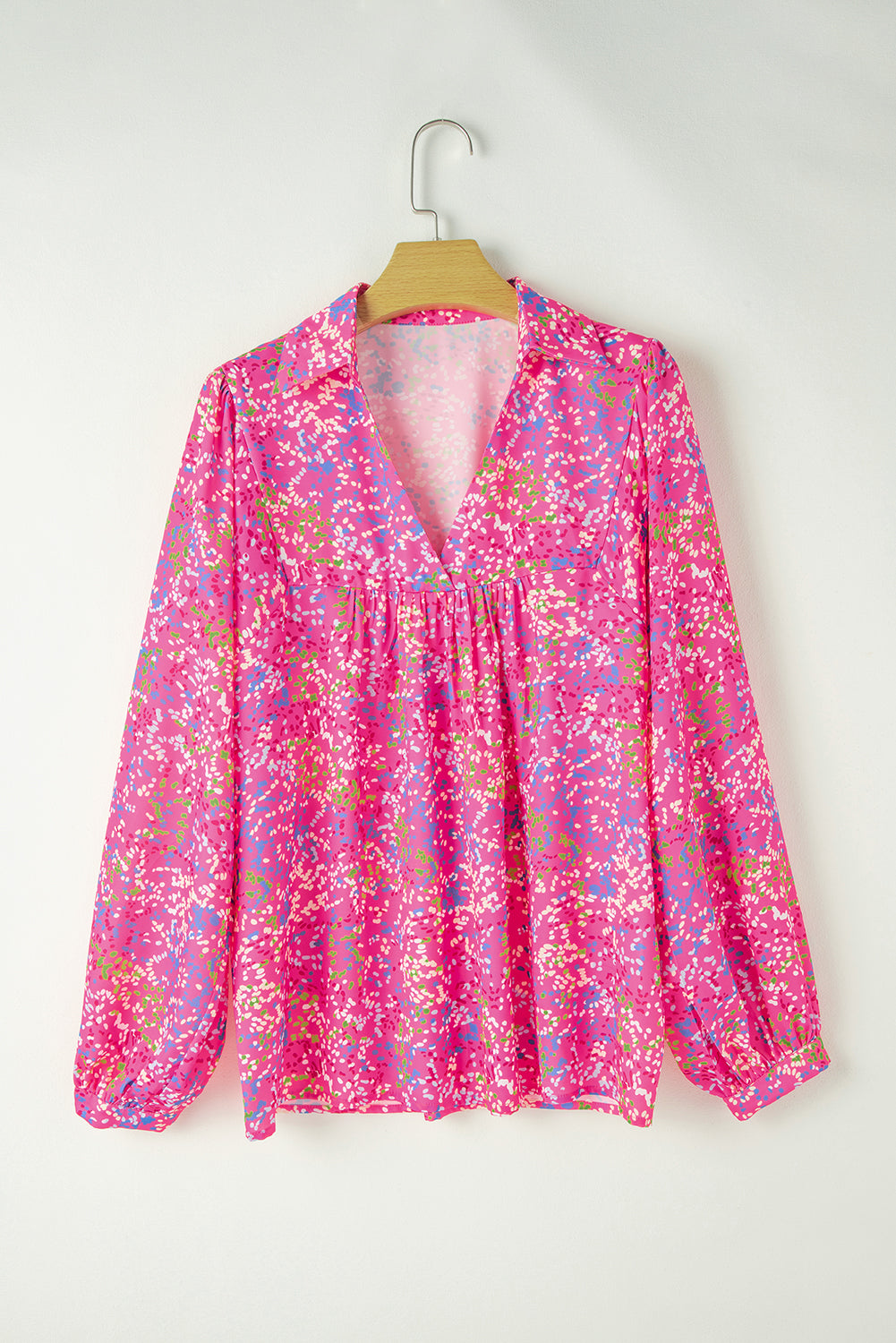 Pink V Neck Babydoll Blouse