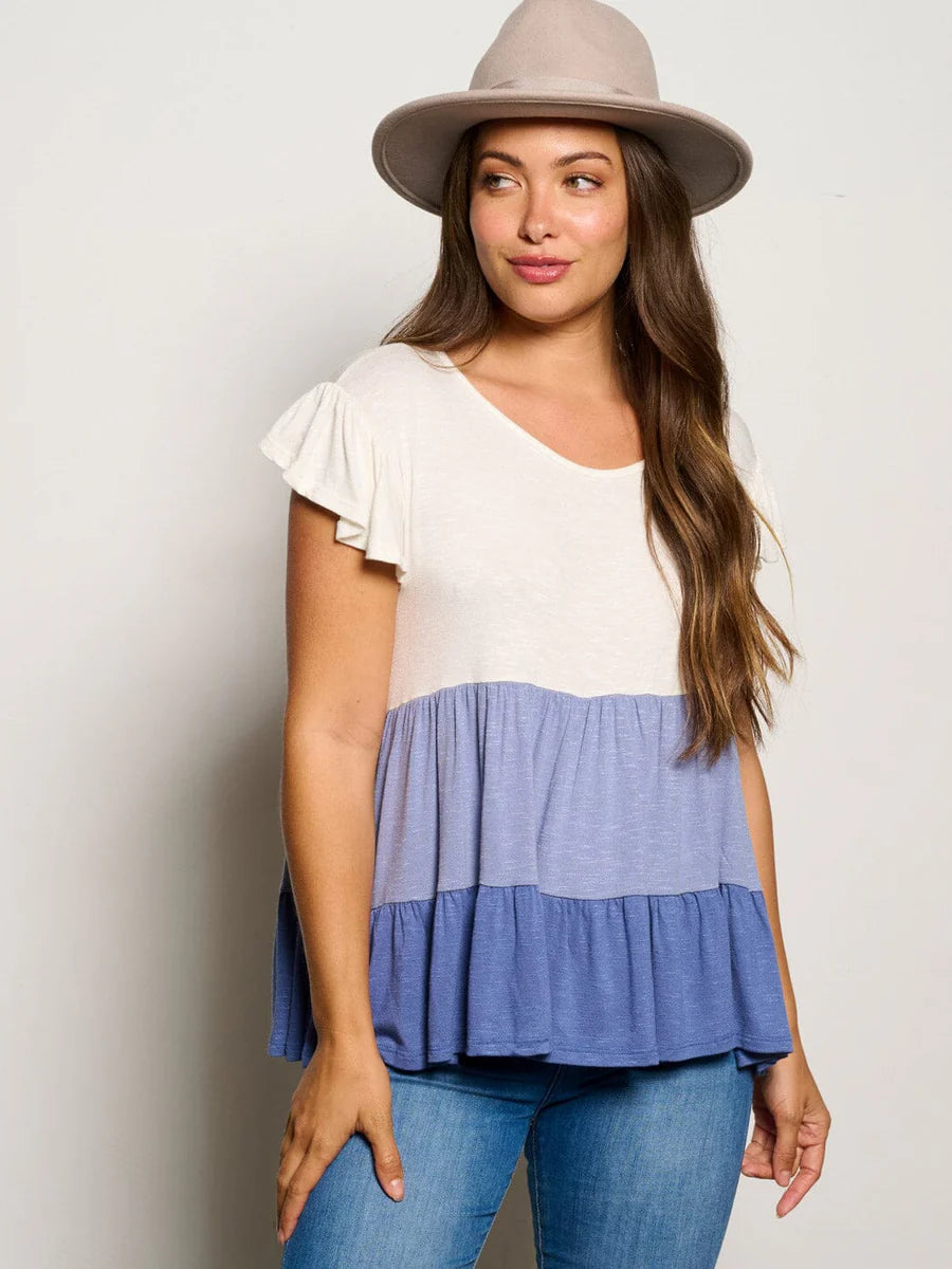 Ivory Blue Striped Blouse
