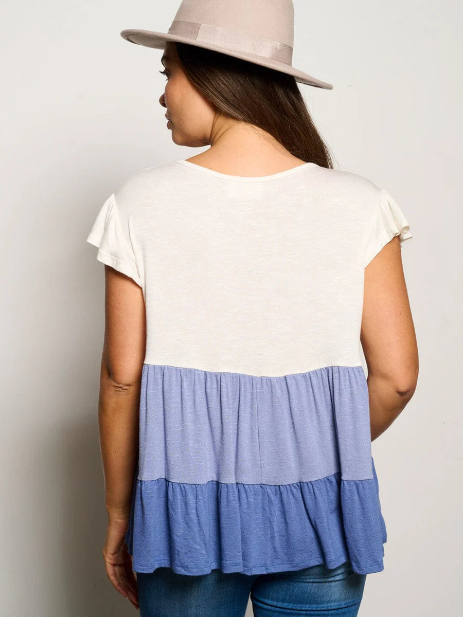 Ivory Blue Striped Blouse