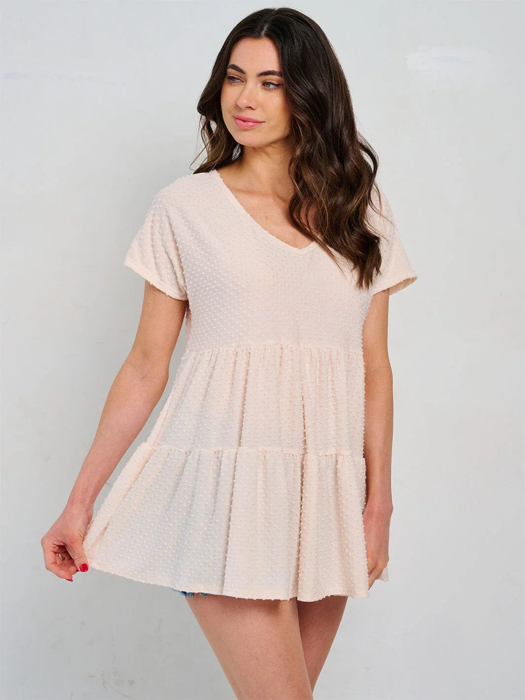 Peach Short Sleeve V-Neck Tunic