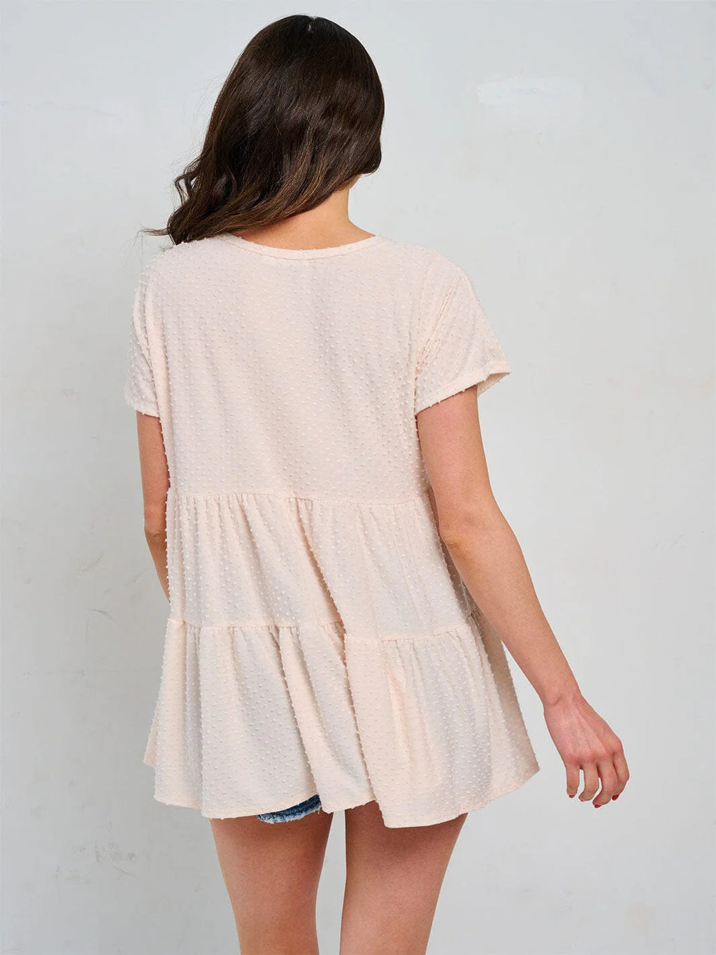 Peach Short Sleeve V-Neck Tunic