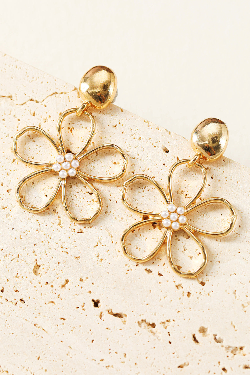 Gold Flower Pearl Earrings