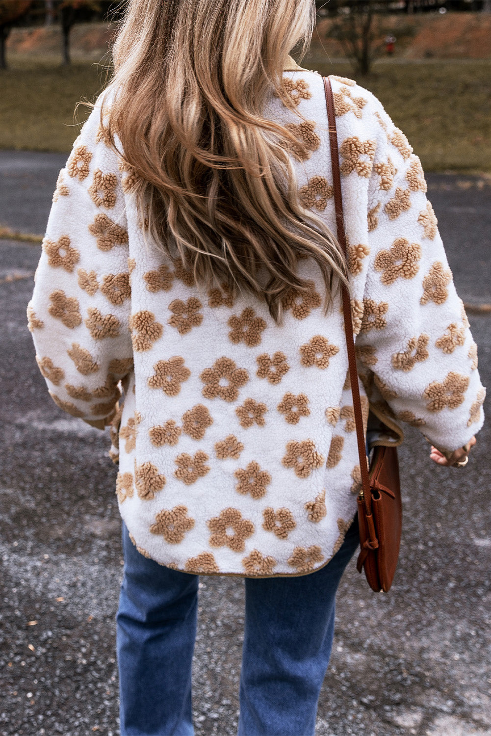 Button Up Flower Fleece Jacket