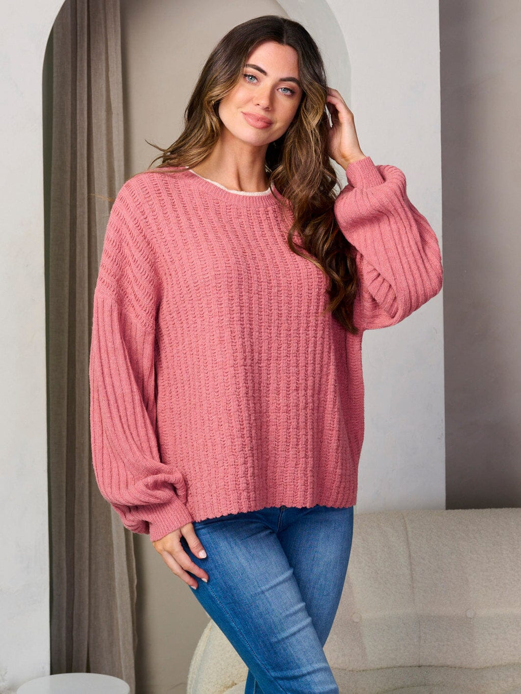 Rose Long Sleeve Knit Sweater